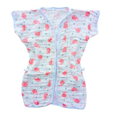 Imagem de Roupão de Banho Infantil com Capuz 100% Algodão para Praia Piscina e Natação Até 4 Anos (Baleia Rosa)