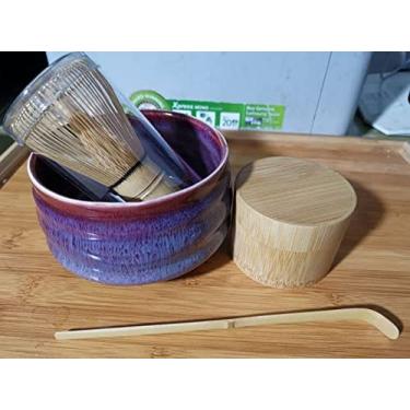 Imagem de QLDFX Tigela Matcha Tigela de Salada Japonesa Matcha Batedor Colher Caddy Conjunto de Presente Chá Verde em Pó Chá Cerimônia de Chá Matcha Matcha Conjunto de Chá (Vermelho 4 peças)