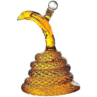 Imagem de Decantador de uísque portátil em forma de cobra, garrafa de vinho de animal reutilizável, decantadores de licor de vidro criativos, ornamentos domésticos modernos, perfeito para uso diário (cor