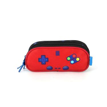 Imagem de Estojo Escolar Triplo Luxcel Up4You Game Preto e Vermelho