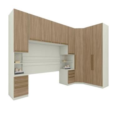 Imagem de Quarto Modulado casal 9 Portas 6 Gavetas Canto Oblíquo Areia - Henn