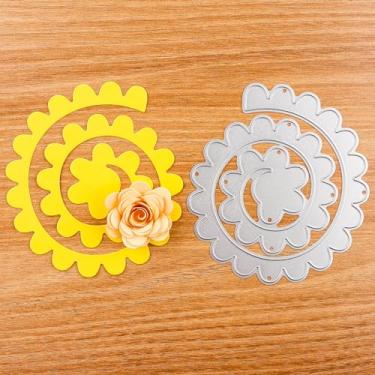 Imagem de Matrizes de corte de metal de flor enroladas em espiral grande 3D para fazer cartões, faça você mesmo, recortes florais para artesanato em papel, casamento, aniversário, cartões, artesanato, 11,5 x