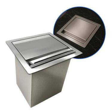 Imagem de Lixeira de Embutir em Aço Inox Escovado 5 Litros com Tampa  Tamanho M 