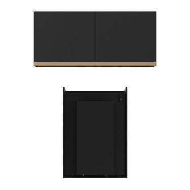 Imagem de Conjunto Lavanderia Multiuso Armário E Mesa Dobrável Preto - MULTIMOVE