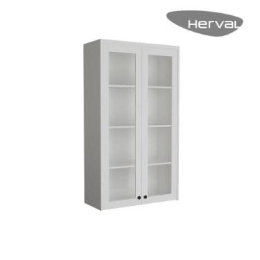 Imagem de Cristaleira de Vidro Herval Viana, Branco Ártico, 2 Portas, MDF