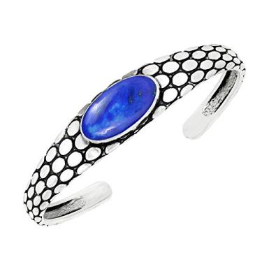 Imagem de Bracelete feminino com pedra da lua natural labradorita lápis-turquesa 10 x 20 mm com sobreposição de prata 925 feita à mão Azul