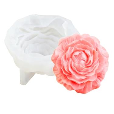 Imagem de Moldes de velas para fabricação de velas, moldes de silicone de flores 3D para fondant, chocolate, doces, decoração de bolos, velas de cozimento, sabonete, pastelaria, argila de polímero, molde de