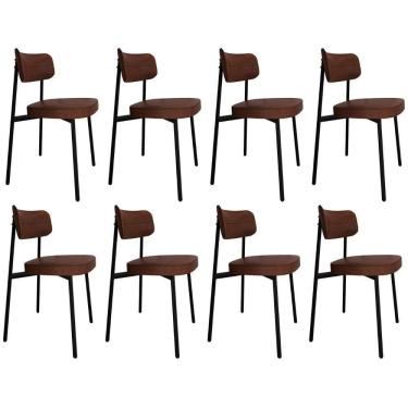 Imagem de Cadeira De Jantar Estofada Kit 8 Ella M25 Sintético Marrom - Mpozenato