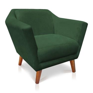 Imagem de Poltrona Decorativa Lorena Suede Pés Castanho Verde