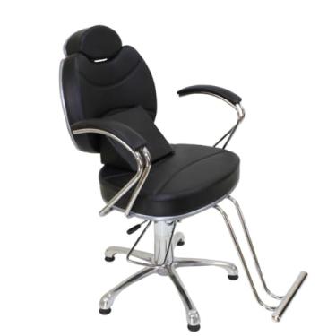 Imagem de Cadeira de Barbeiro Reclinável Profissional Giratória com Base Hidráulica – Salão e Barbearia (PRETO IT)