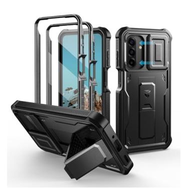 Imagem de Dexnor Capa para Samsung Galaxy A17-5G, [2 molduras frontais] [capa magnética para câmera deslizante e suporte] Capa resistente à prova de choque para Samsung A17-5G com protetor de tela, preta de 6,7