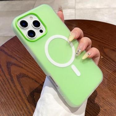 Imagem de HTVJFX Capa protetora magnética de silicone líquido 2 em 1 para iPhone 14 com carregamento à prova de choque (para iPhone 14/verde escuro)