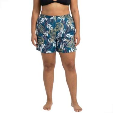 Imagem de Shorts Feminino Plus Size Floral Poliéster Bermuda Casual - ALPHAPOLO,