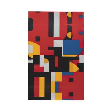 Imagem de XLLingL Composição em vermelho, amarelo, azul e preto, toalhas de cozinha waffle, panos de prato de microfibra, para decoração e limpeza de cozinha - 1 peça