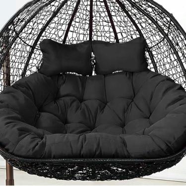 Imagem de Almofada para cadeira de balanço tipo rede, almofada dupla para cadeira suspensa em formato de ovo, luxuosa para varanda, quintal ou sacada, ideal para 2 pessoas. Inclui apenas a almofada.