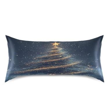 Imagem de Blueangle Fronha mágica de cetim com árvore de Natal para cabelo e pele, fronha de seda, tamanho king (50,8 x 101,6 cm) - Capas de almofada de cetim refrescantes com fecho de envelope (169)