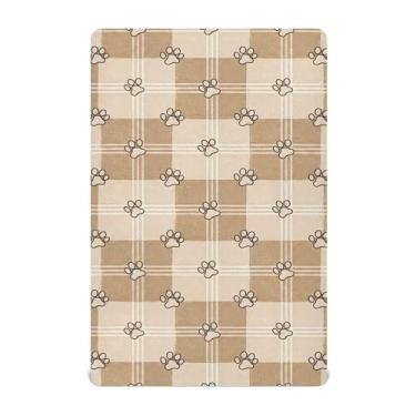 Imagem de SEHANY Lençol de berço fofo com estampa de pata de cachorro para meninos e meninas, macio, respirável, elástico, lençol com elástico padrão para bebês de 68 x 99 cm