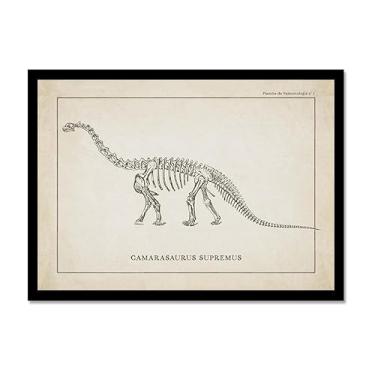 Imagem de Arte de parede de esqueleto de dinossauro vintage, paleontologia, pôsteres em tela, fósseis de dinossauro, impressões artísticas, esboços, fotos, decoração de quarto de menino (SKU4,20,3 x 30,5 cm =