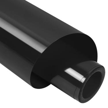 Imagem de TORC Rolo de vinil preto PU HTV transferência de calor 30,5 cm x 3 m ferro em vinil para camisetas artesanais - Fácil de cortar e remover ervas daninhas para design de transferência de calor