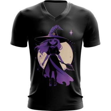 Imagem de Camiseta Gola V Bruxa Halloween Púrpura Festa 6 - Kasubeck Store, INF 