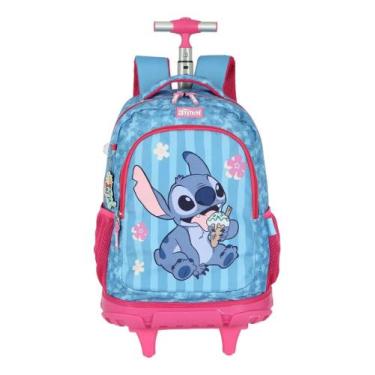 Imagem de Mochila Escolar Stitch SORVETINHO Rodinha Carrinho Costas Menina Disne