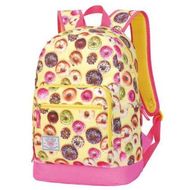 Imagem de Mochila Escolar De Costas Juvenil Feminina Donuts Fuseco, Amarelo