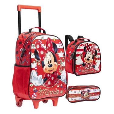 Imagem de Kit Mochila Infantil Minnie X Escola Menina Lancheira Estojo - Disney