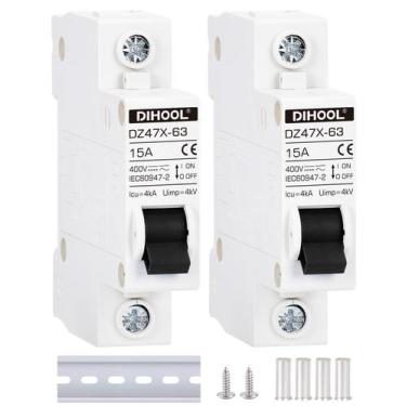 Imagem de Disjuntor Miniatura DIHOOL DZ47X-63 15A 12-400V Trilho DIN
