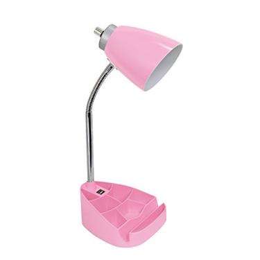 Imagem de LimeLights LD1056-PNK Livro com suporte para tablet iPad, luminária de mesa organizadora de pescoço de ganso rosa com suporte e porta USB