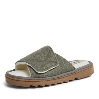 Imagem de Dearfoams Pantufa feminina ajustável de lã Norma, Musgo, Medium