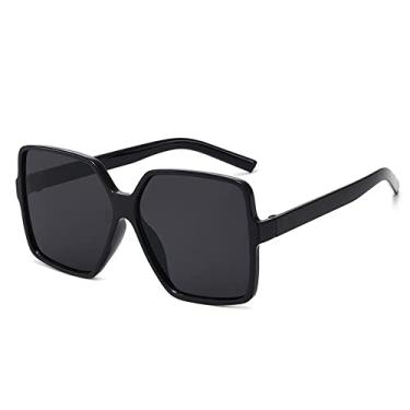 Imagem de 1 peça unissex moda óculos de sol quadrado superdimensionado retrô grande armação plana óculos de sol óculos de sol de luxo óculos de proteção uv400, um, preto, outro