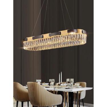 Imagem de Pendente LED Retangular em Metal Bronze/Preto e Cristal K9
