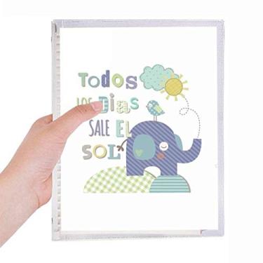 Imagem de Caderno de folhas soltas com desenho de pássaro elefante listrado, diário recarregável