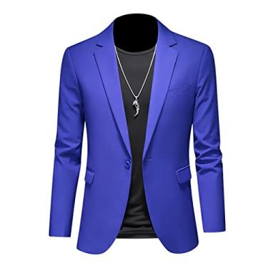 Imagem de Jaqueta Blazer Masculina, 1 Botões Slim Fit Casaco Esportivo Plus Size Ternos de Negócios para Jantar, Formatura, Festa, R, G (170