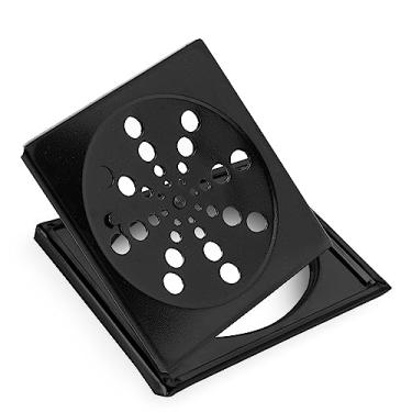 Imagem de Ralo Grelha Black Preto 15x15 Quadrado Com Caixilho Fecho Sistema Abre e Fecha Para Banheiro