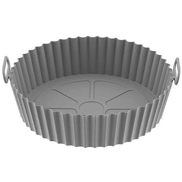 Imagem de Cesto de Silicone Redondo Air Fryer e Forno Forma para Fritadeira Elétrica com Alça (Cinza)