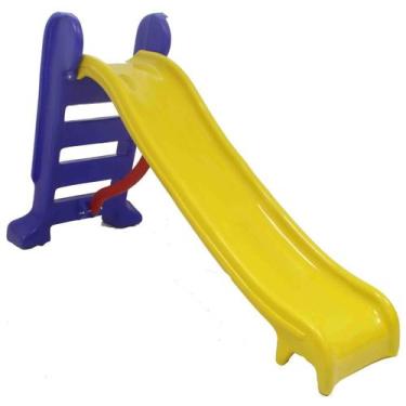 Imagem de Escorregador Médio Infantil Playground Amarelo C/ Azul Contém 3 Degrau
