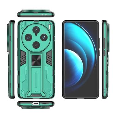 Imagem de Pzwoxukhov Capa compatível com Vivo X100 Pro 5G, compatível com capa protetora para celular Vivo X100 Pro 5G com suporte, função de atração magnética verde