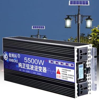 Imagem de Inversor de onda senoidal pura 3000W 5000W 5500W 6000W DC 12V -72V a 220V AC Conversor de carro com display LCD e tomadas 2AC, para barco de acampamento de caravana de carro, 5500W, 220Vto12