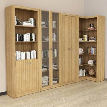 Imagem de Kit 4 Armários Multiuso de Escritório com 6 Portas Amendoa