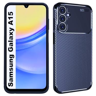 Imagem de Capa Capinha Anti Impacto Para Samsung Galaxy A15 5g Case Com Desenho Fibra De Carbono Shock Queda (Preta) (Azul)