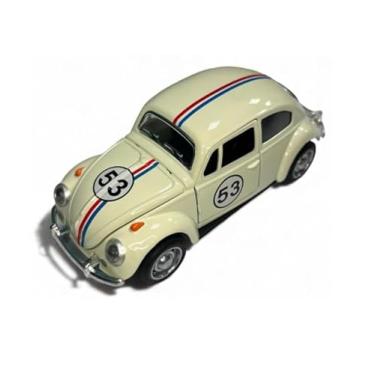 Imagem de Carrinho de Ferro Fusca 53, Miniatura de Carro Colecionável, abre portas e capô, Com fricção, Bege, 12 CM