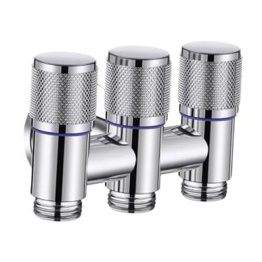 Imagem de Wswqop Válvula de Parada de Canto 1/2 "1 em 3 Saídas Válvula Desviadora Válvula de Controle para Vaso Sanitário Bidê Pulverizador Máquina de Lavar Doméstica, Prata