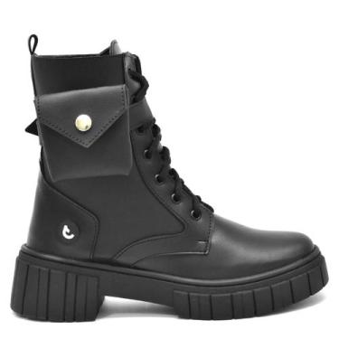 Imagem de Coturno Feminino Bota Tratorada Com Bolsinha - J.REI MULTMARCAS, Preto