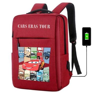 Imagem de Mochila USB Escolar Estampa Infantil Carros Notebooks, Trabalho Escola
