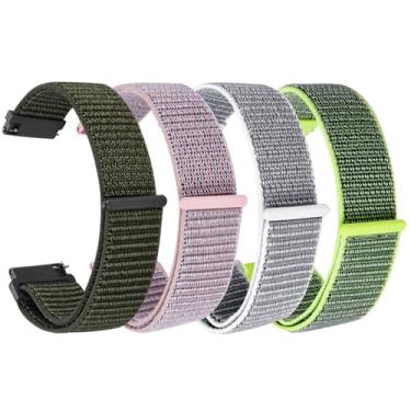 Imagem de Verbstel Substituição de tecido de nylon de liberação rápida ajustável para Samsung Gear S3/Galaxy Watch 46 mm (2019)/Galaxy Watch 3 de 45 mm (22 mm, verde-oliva/rosa/cinza/verde)