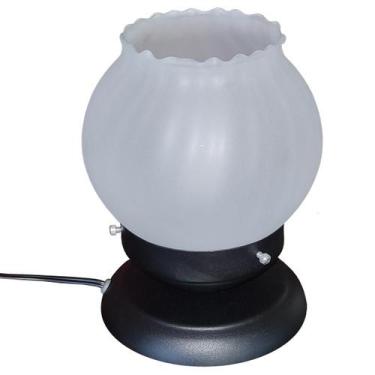 Imagem de Abajur Sensitive Preto Vidro Bola Americana Canelada Fosca - CM GLASS 
