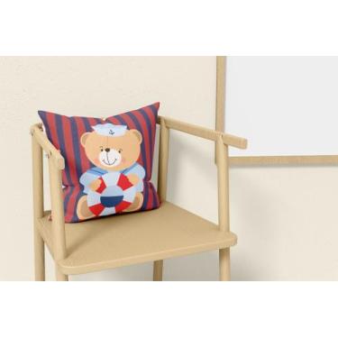 Imagem de Almofada com enchimento Infantil Ursinho Marinheiro Listras - Fabrika 
