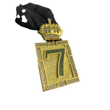 Imagem de Pingente Número 7 Verde Quadrado (g) - Banhado a Ouro 18k - ToJoia18k