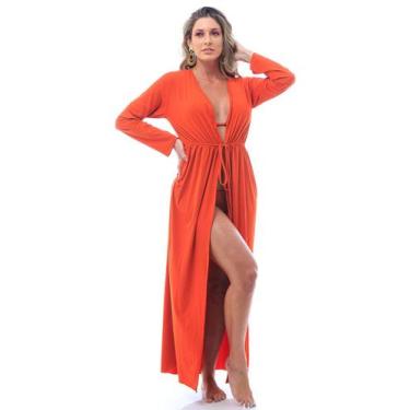 Imagem de Saida de Praia Longa Laranja Paprika - VANINA NEMER, ÚNICO, Laranja pa